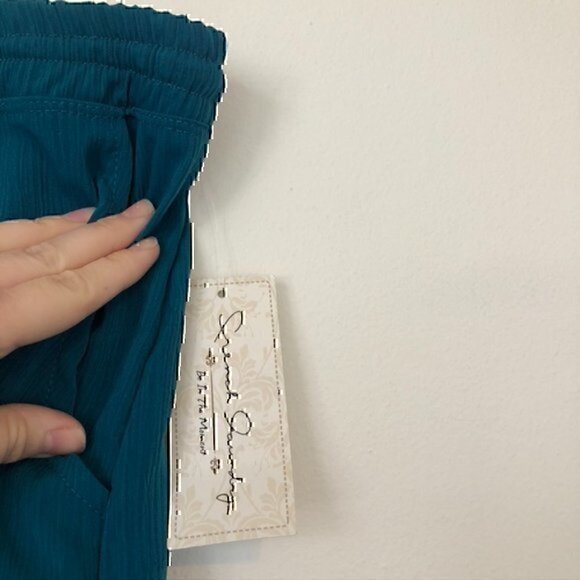 NEW NWT FRENCH LAUNDRY Plus Size Teal Blue Wide Leg Drawstring Pull On Pants 1X - Picture 6 of 12